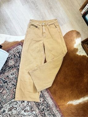 Cider Wide-Leg High-Waist Jeans in Camel